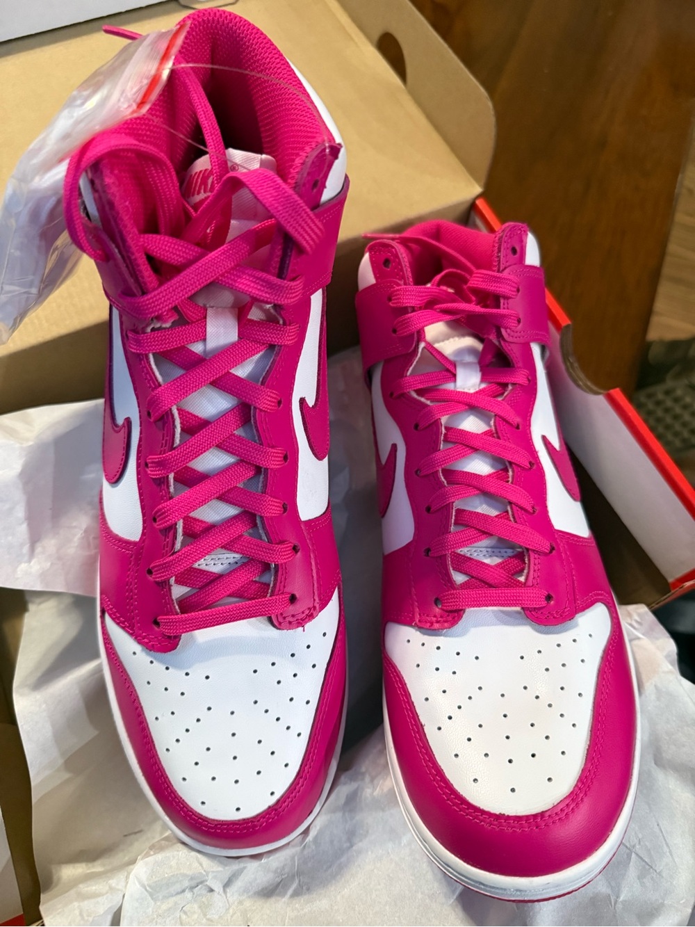 Nike Women's Hot Pink and White High-Top Sneakers